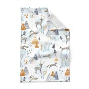 Northen Lights/ Woodland Artic animals/ Polar Bear Deer Bunny