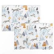 Northen Lights/ Woodland Artic animals/ Polar Bear Deer Bunny