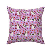 basset hounds valentines fabric cupcakes hearts love basset hounds valentines design - purple