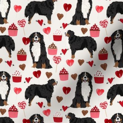 bernese mountain dog, dog fabric love valentines day design, love dogs - cream