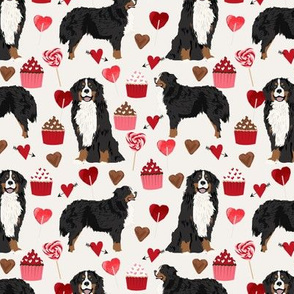 bernese mountain dog, dog fabric love valentines day design, love dogs - cream