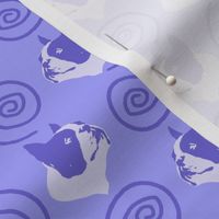 Small Whimsical Boston Terrier faces - purple