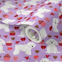 bichon frise valentines day - love valentines fabric hearts cupcakes fabric - lilac