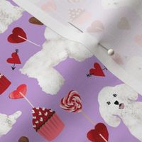 bichon frise valentines day - love valentines fabric hearts cupcakes fabric - lilac