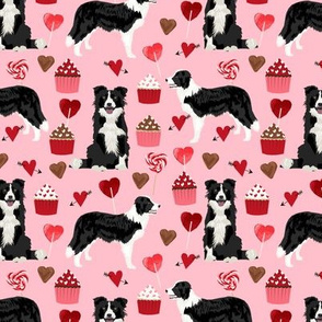 border collie valentines fabric - love hearts cupcakes valentines day fabric border collies - blossom