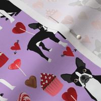 boston terrier valentines fabric - love hearts cupcakes valentines day fabric border collies - lilac