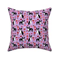 boston terrier valentines fabric - love hearts cupcakes valentines day fabric border collies - lilac