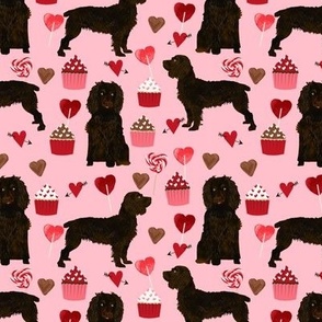 boykin spaniel valentines fabric - love hearts cupcakes valentines day fabric border collies - blossom