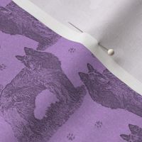 Small Belgian sheepdog standing stamp - purple