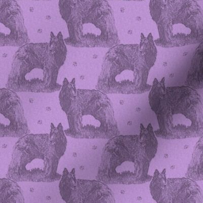 Small Belgian sheepdog standing stamp - purple