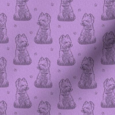 Small Sitting Westie stamp - purple