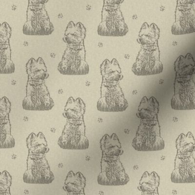 Small Sitting Westie stamp - tan