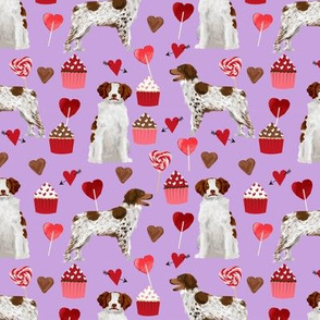 brittany spaniel valentines fabric - dog love cupcakes hearts fabric brittany spaniels - lilac