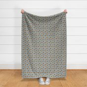 Standing Longhaired Dachshunds - small blue linen