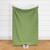 Standing Longhaired Dachshunds - small green linen