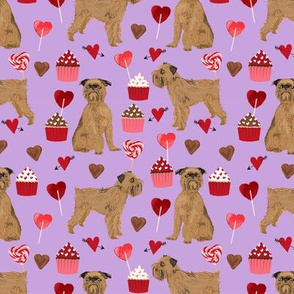 brussels griffon valentines fabric - dog love cupcakes hearts fabric brussels griffon - lilac