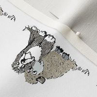 Cartoon Sheep with Dog Colored Tea Towel