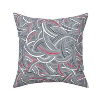 Flight Pattern - Modern Geometric Lines Slate Grey & Bright Pink