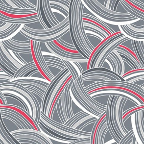 Flight Pattern - Modern Geometric Lines Slate Grey & Bright Pink