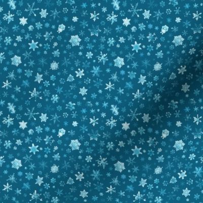 photographic snowflakes on cyan (small snowflakes)