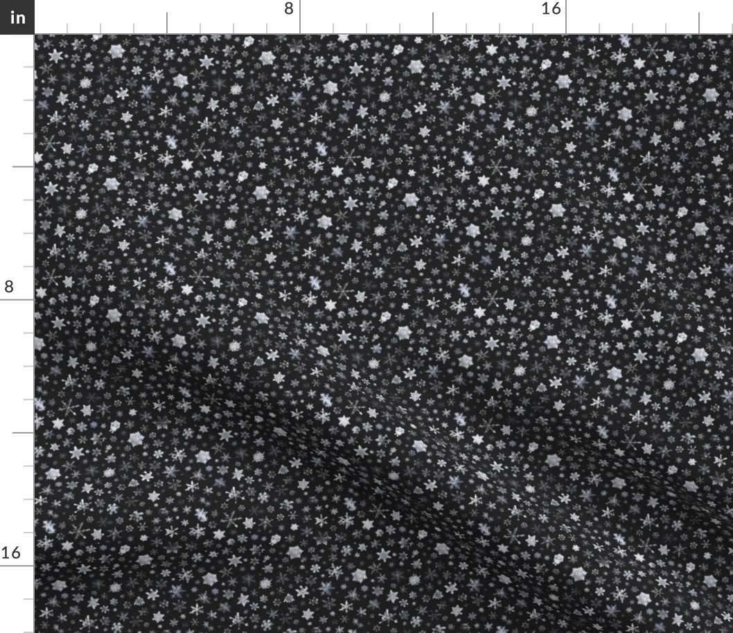 photographic snowflakes on charcoal (small snowflakes)