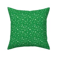 photographic snowflakes on Christmas green (small snowflakes)