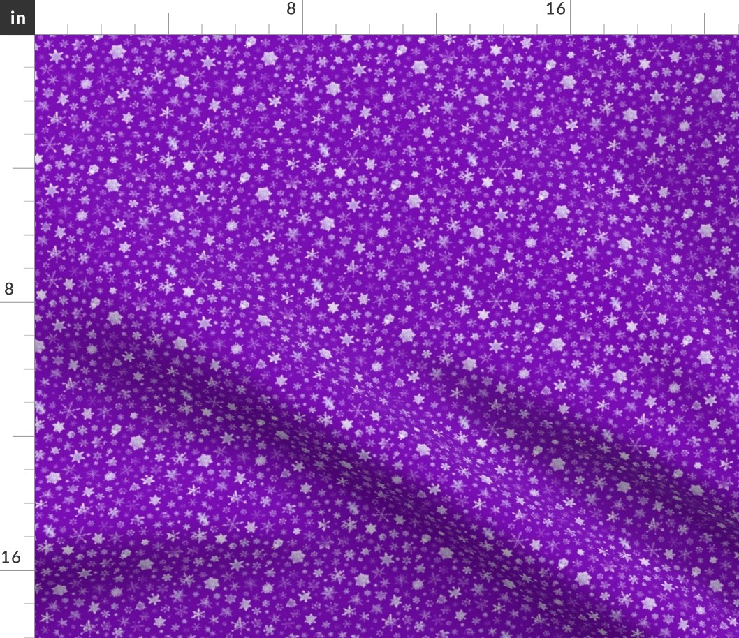 photographic snowflakes on regal purple (small snowflakes)