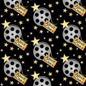 VIP Movie Night / Theater Pop-Corn   starry back on black  Movie Reels and Tickets   