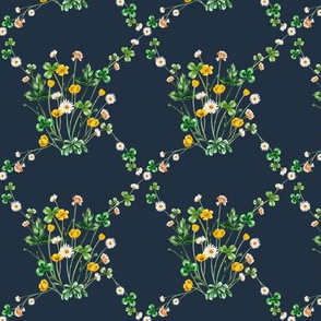 Wildflower Meadow Diamond on Dark Denim Blue