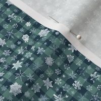 small snowflakes on dark ski gingham, 1/4" squares 