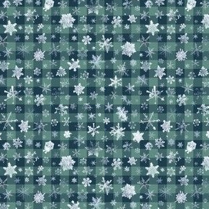 small snowflakes on dark ski gingham, 1/4" squares 