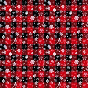 small snowflakes on 1/2" red and black buffalo check