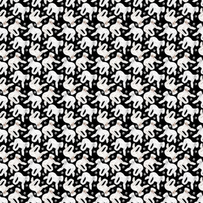 Tiny Trotting Bedlington Terriers and paw prints - black