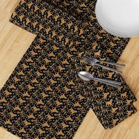 Tiny Trotting Border Terriers and paw prints - black