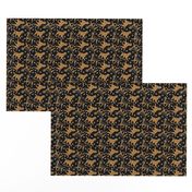 Tiny Trotting Border Terriers and paw prints - black