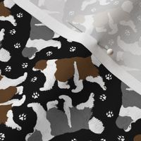 Tiny Trotting Newfoundlands Landseer and paw prints - black