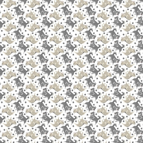 Tiny Trotting Swedish Vallhund and paw prints - white