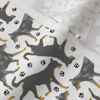 Tiny Trotting cropped Beaucerons and paw prints - white