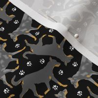 Tiny Trotting cropped Beaucerons and paw prints - black