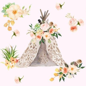 8" Floral Aztec Teepee in  Pink