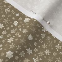 small photographic snowflakes on tan