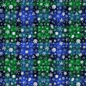 small snowflakes on the Campbell tartan (12" repeat)
