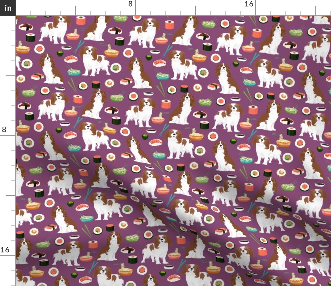 cavalier king charles spaniel fabric noodles sushi fabric cavalier king charles fabric