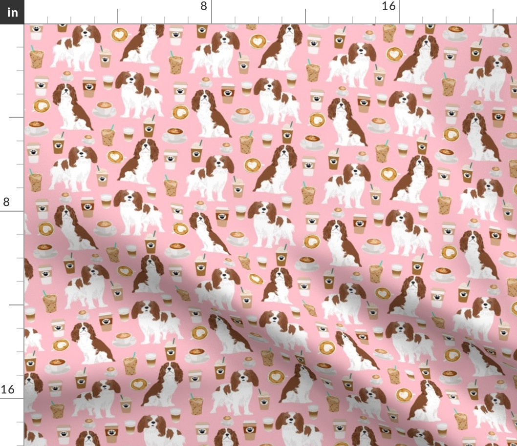 cavalier king charles spaniel coffee fabric spaniel dog fabric dogs fabric