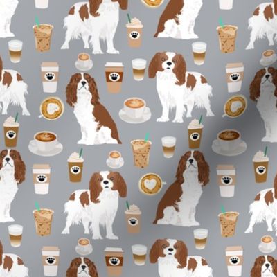 cavalier king charles spaniel coffee fabric spaniel dog fabric dogs fabric