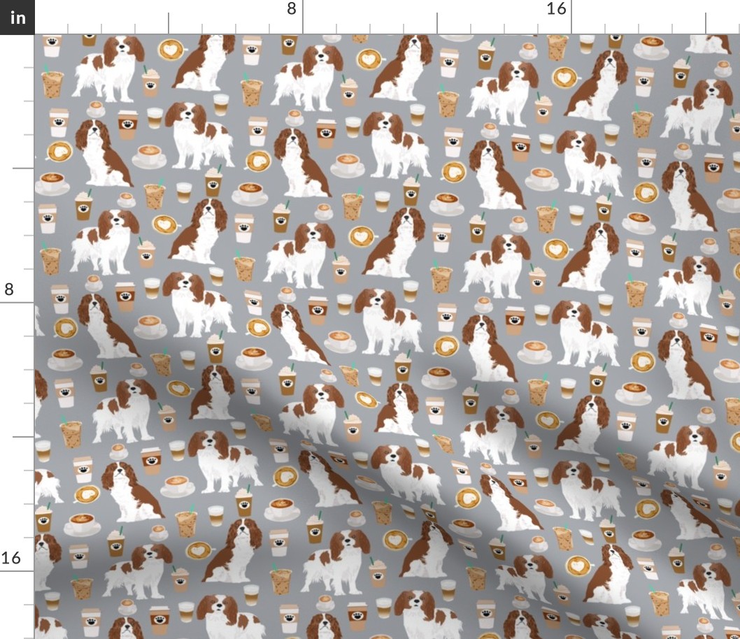 cavalier king charles spaniel coffee fabric spaniel dog fabric dogs fabric