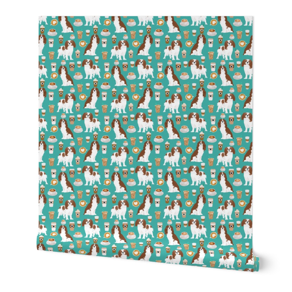 cavalier king charles spaniel coffee fabric spaniel dog fabric dogs fabric