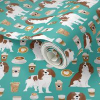 cavalier king charles spaniel coffee fabric spaniel dog fabric dogs fabric