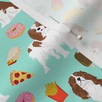 cavalier king charles spaniel fabric junk food design fries donuts fabric spaniel dogs fabric