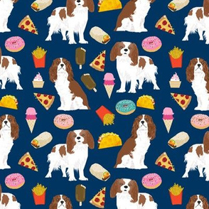 cavalier king charles spaniel fabric junk food design fries donuts fabric spaniel dogs fabric